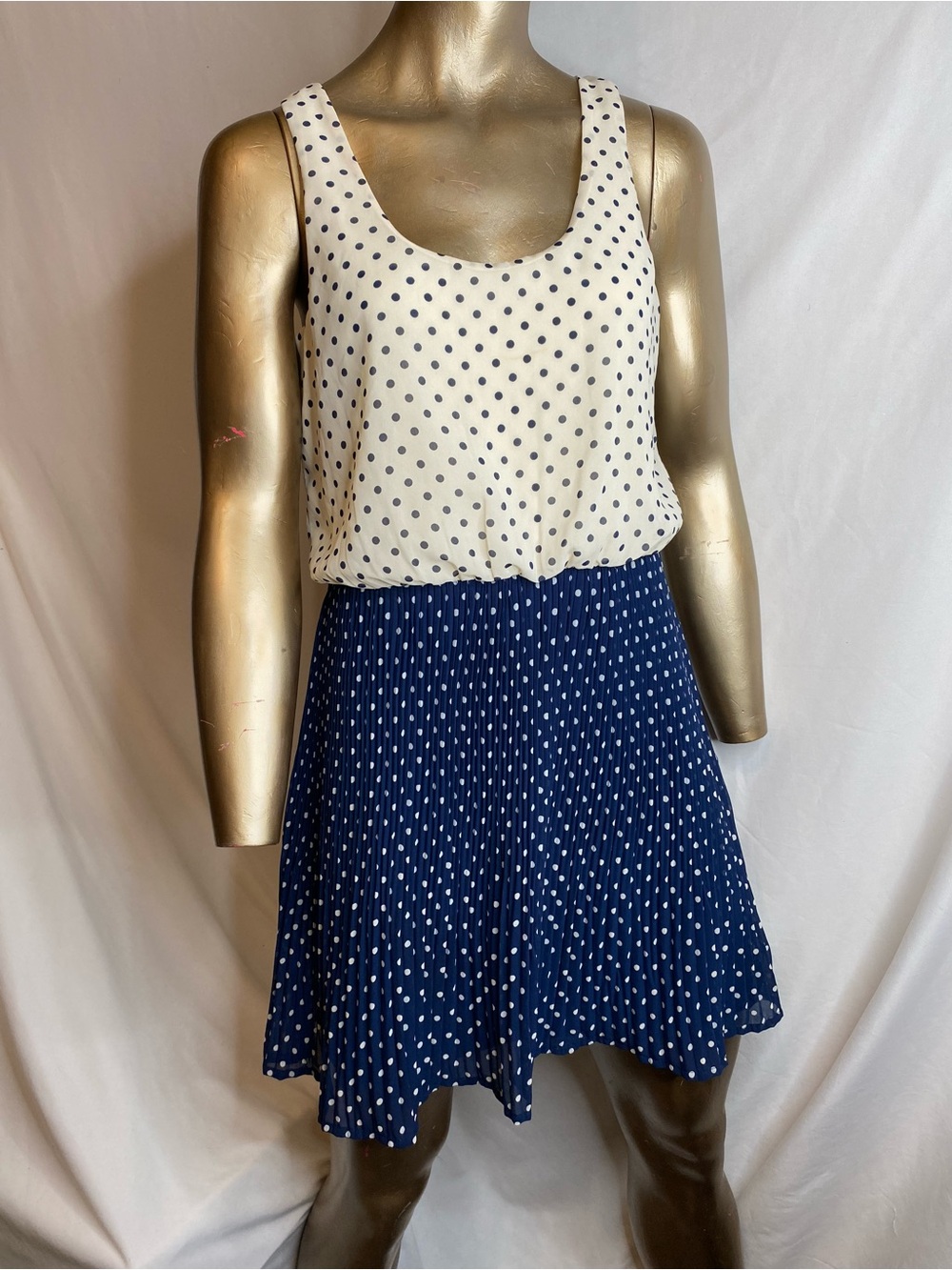 Pins & Needles White and Navy Polka Dot Mini Dress